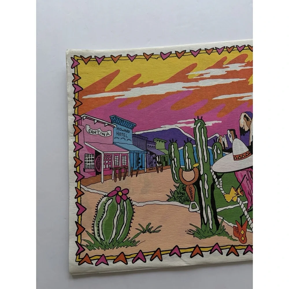 Vintage Fort Howard Paper Placemats Western Cantina Set of 16 Unlaminated